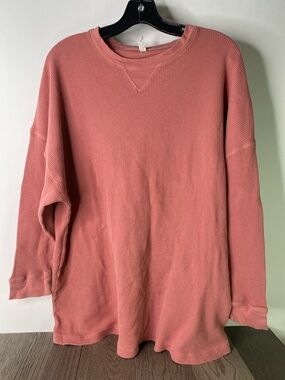 Free People Dusty Coral Waffle Knit Pullover Women’s Size Small- 1412